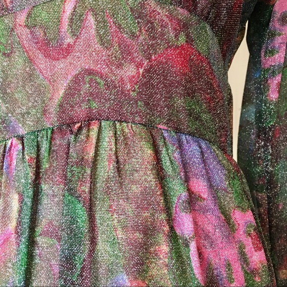 Vintage 70s Shimmer Abstract Maxi Dress - Picture 7 of 9